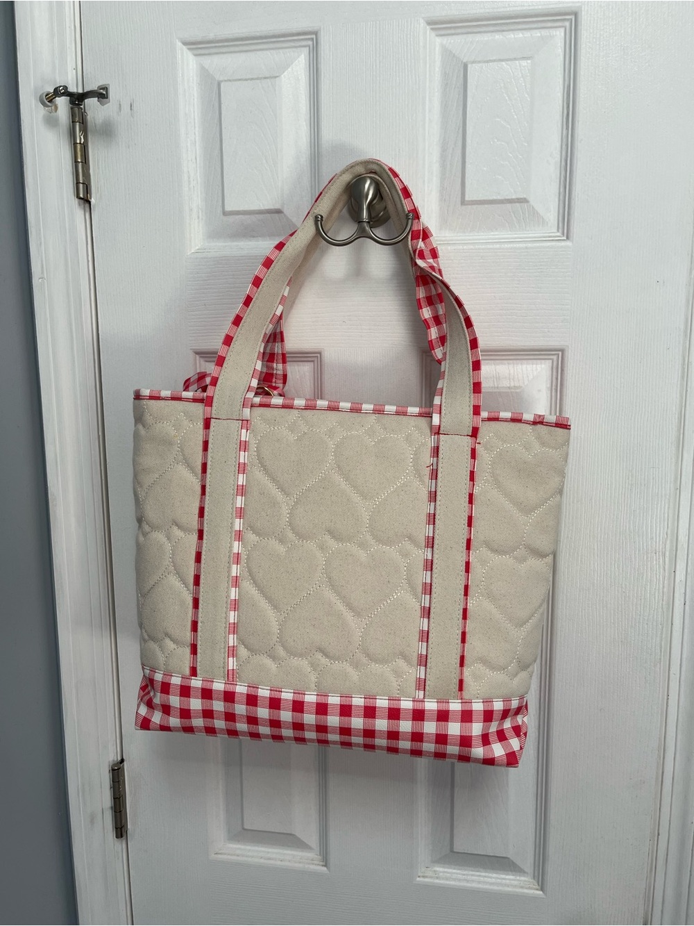 Betsey Johnson New Canvas Gingham Tote Handbag Bag Scarf Summer Spring Picnic - Picture 11 of 16